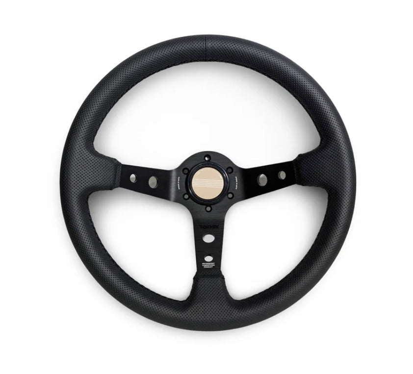 TK #1 。Steering Wheel 。Black Stitching 。Perforated Leather