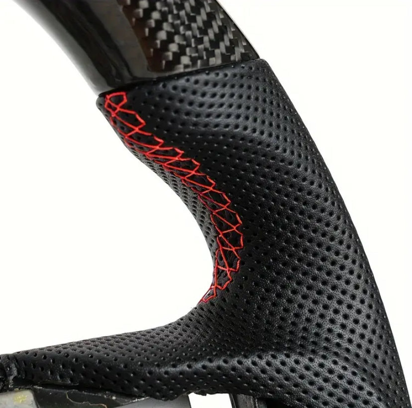 Carbon Fiber•Preforated Leather• D-shaped•Flat-bottom