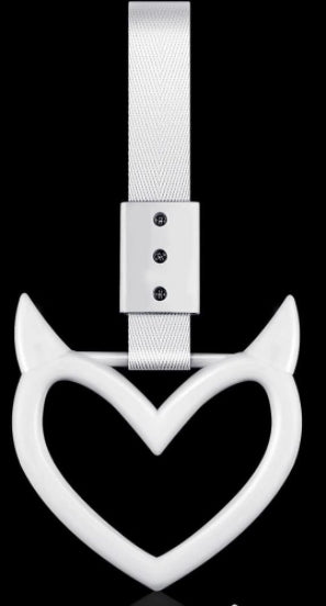 Heart shaped car handle tsurikawa(White,Devil)