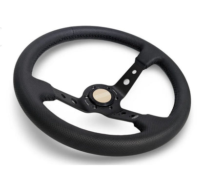 TK #1 。Steering Wheel 。Black Stitching 。Perforated Leather