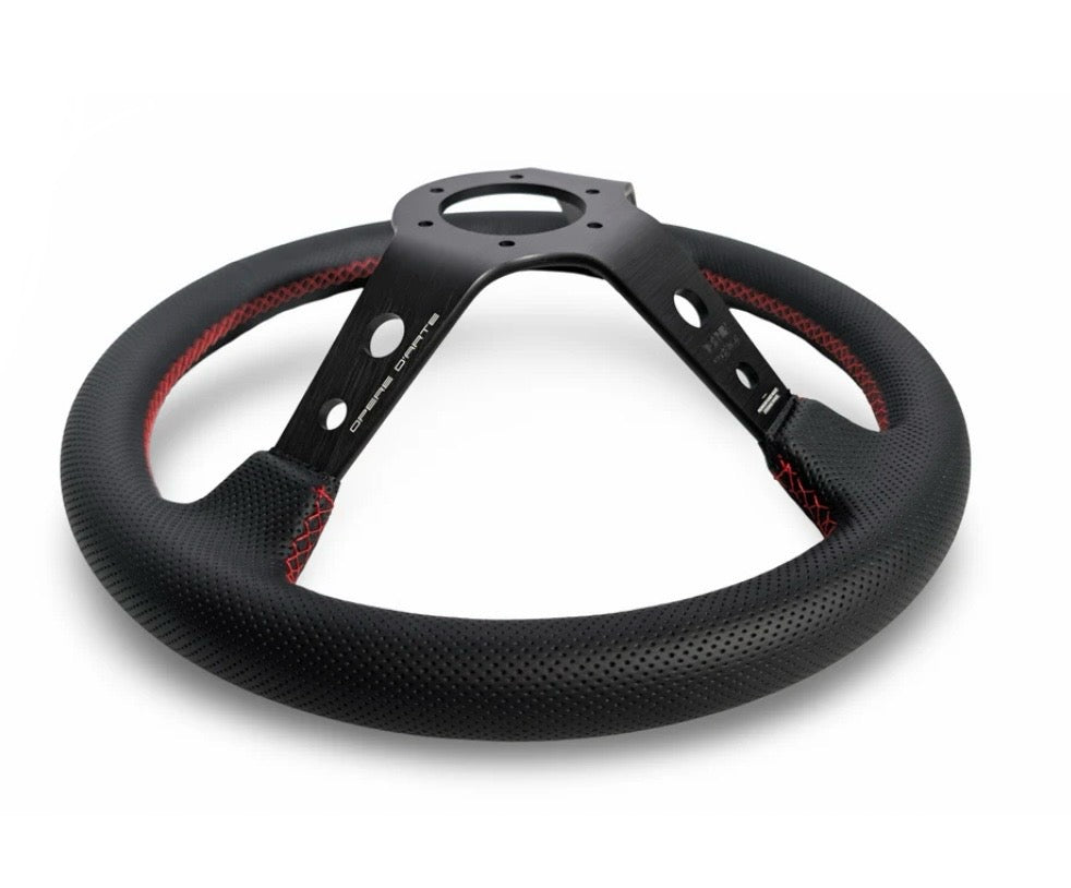 TK #1 。Steering Wheel 。Red Stitching 。Perforated Leather